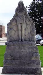 MONUMENT AT INDIAN CREEK ELEMENTARY SCHOOL, SHABBONA ILLINOIS