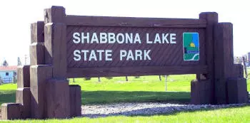 Shabbona Lake State Park sign