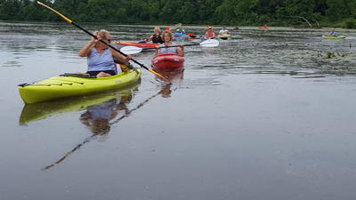 kayaks on the water